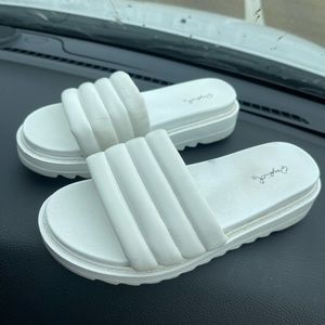 white platform slides